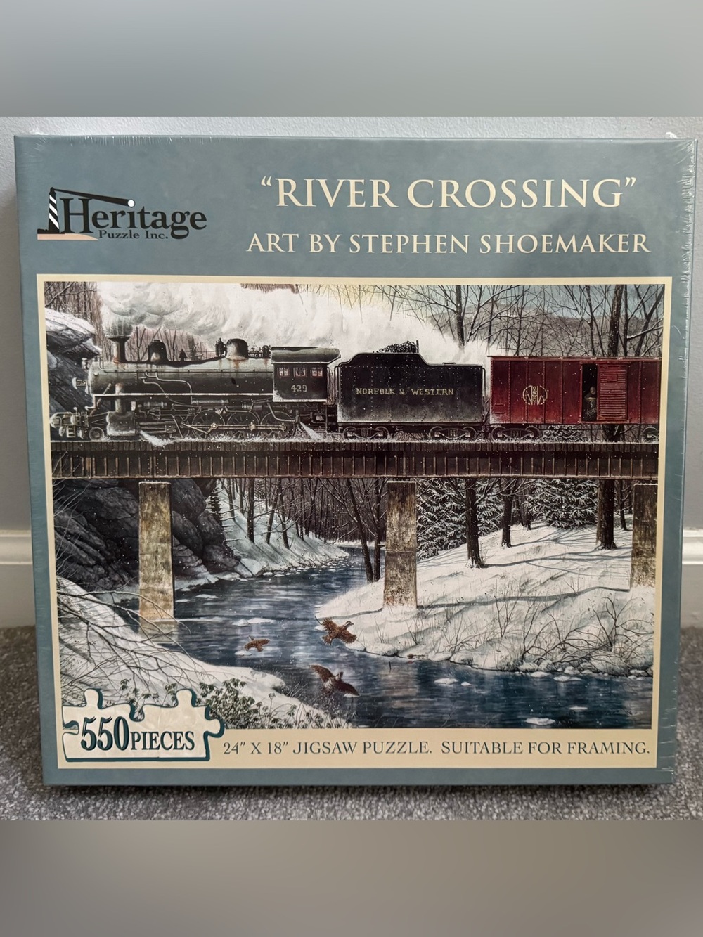 Heritage Puzzle “River Crossing" 550-Piece Jigsaw Puzzle Sealed/New